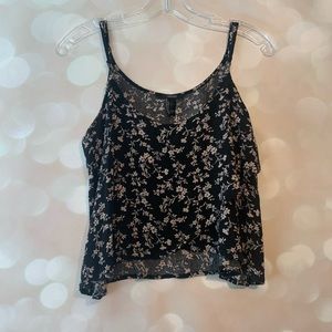 Forever 21 Black & Beige Floral Crop Top